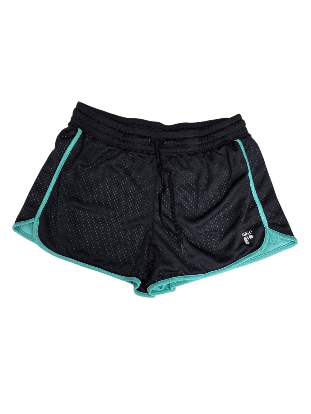 Fila Black Athletic Mesh Shorts with Aqua Trim